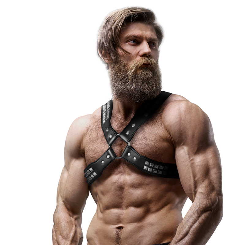 Fetish Submissive Attitude - Mens Crossed Chest Eco-Leather