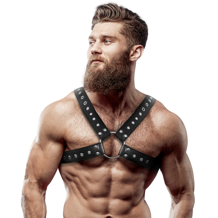 Fetish Submissive Attitude - Mens Cross-Over Eco-Leather Chest
