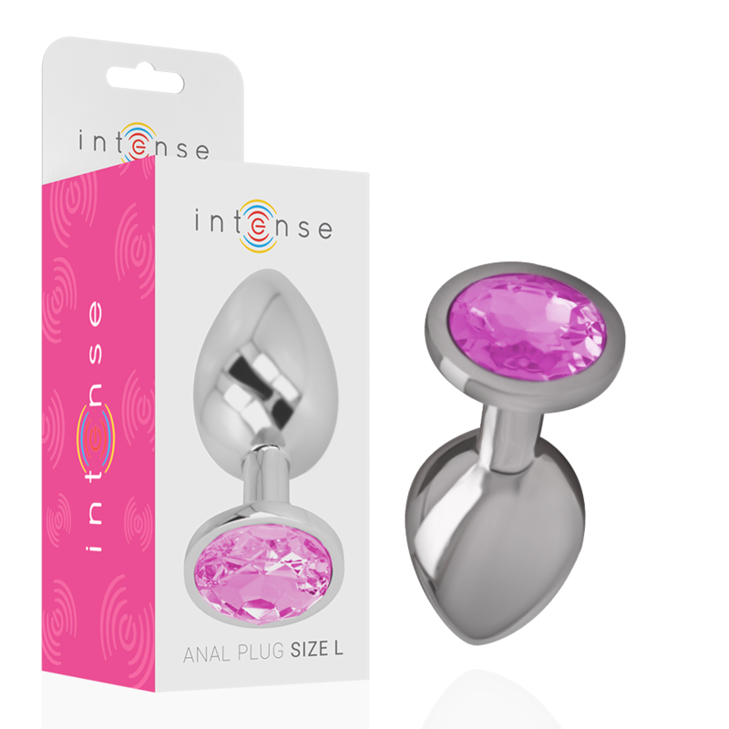 Intense Aluminum Metal - Anal Plug With Pink Crystal Size L