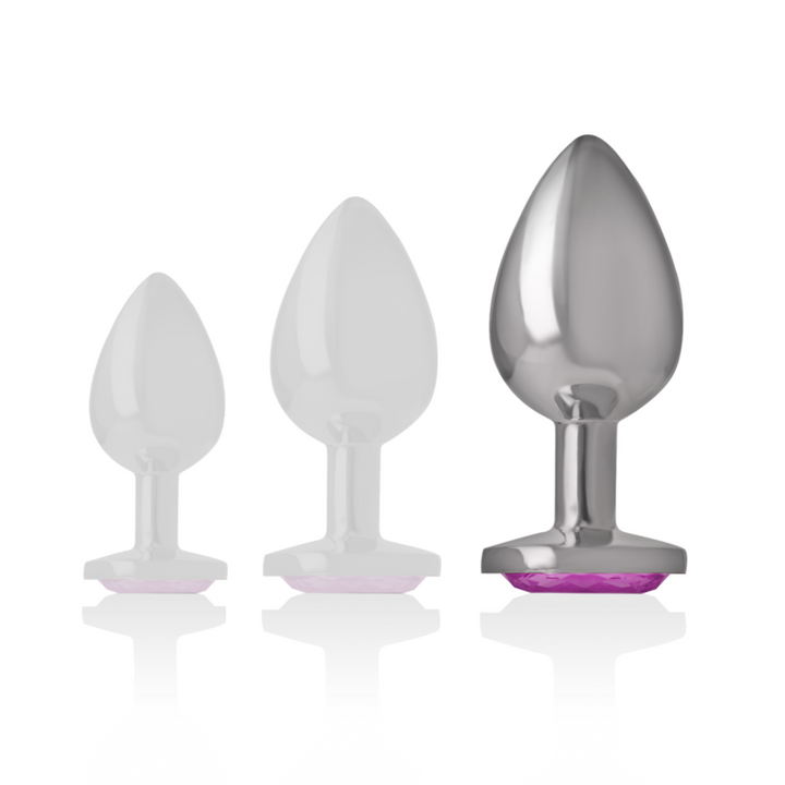 Intense Aluminum Metal Anal Plug With Pink Crystal Size L — Pink