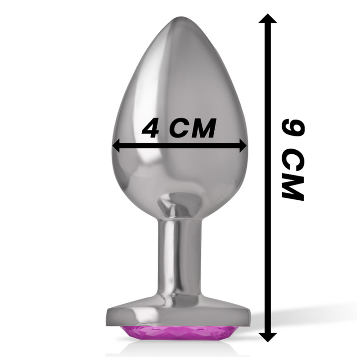 Intense Aluminum Metal Anal Plug With Pink Crystal Size L — Pink