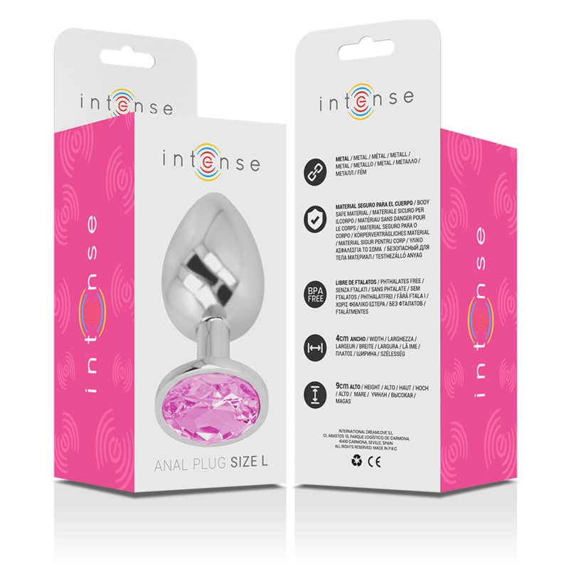 Intense Aluminum Metal Anal Plug With Pink Crystal Size L — Pink
