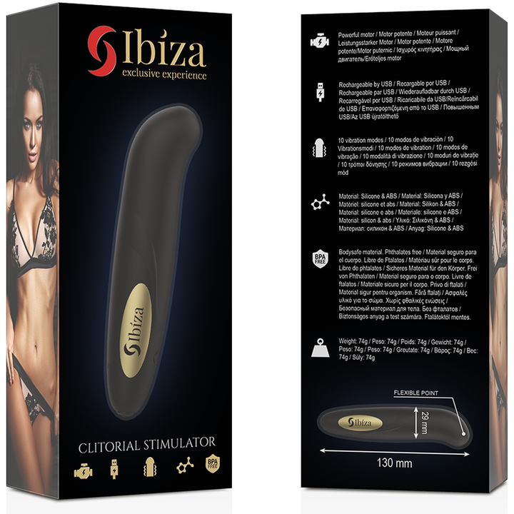 IBIZA - CLIT STIMULATOR USB CHARGER 10 VIBRATION MODES GOLDEN 13 X 2,9 CM