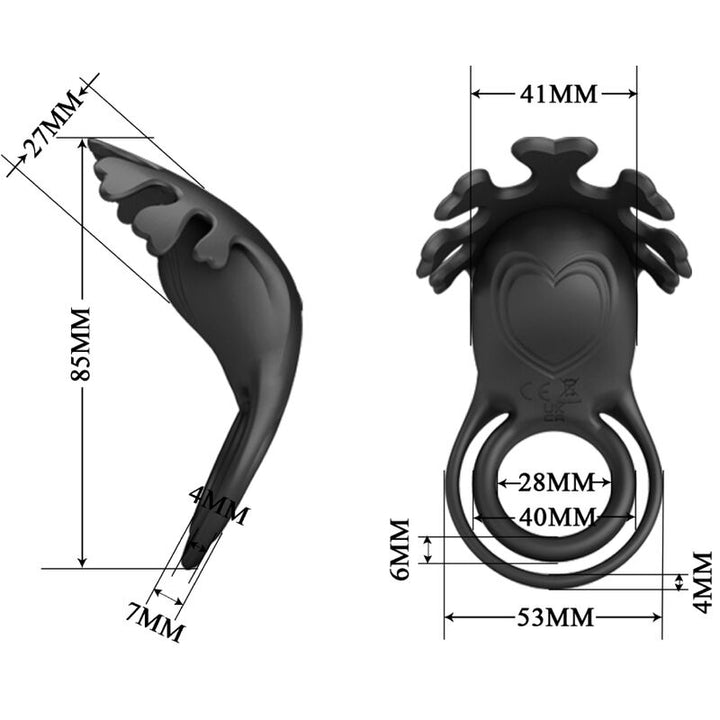 Pretty Love Ruben - Vibrator Ring 7 Vibrations Black Silicone