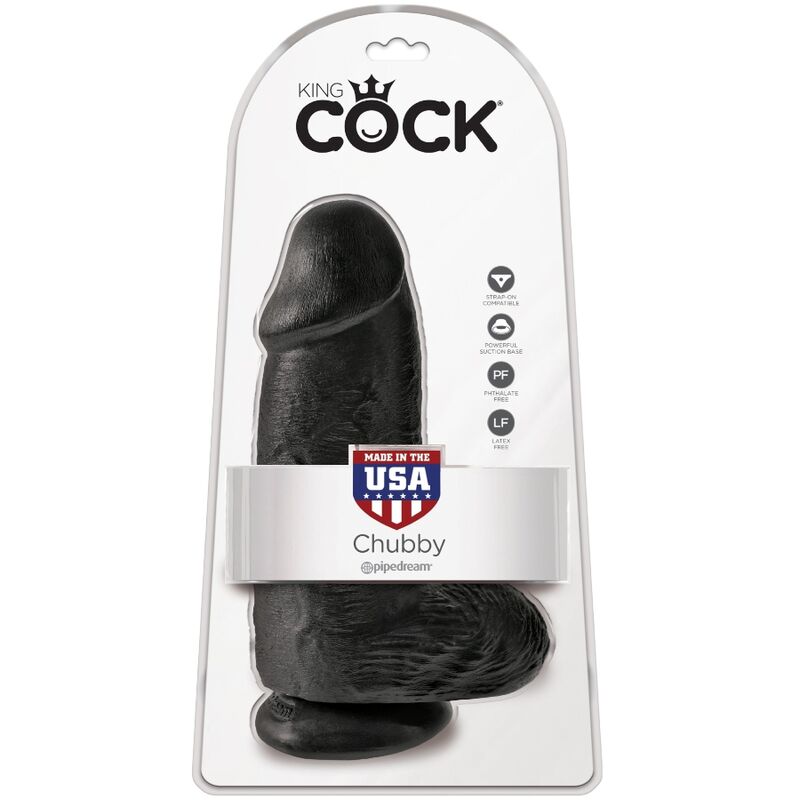 King Cock Chubby Realistic Penis 23 CM Black — Black, PVC