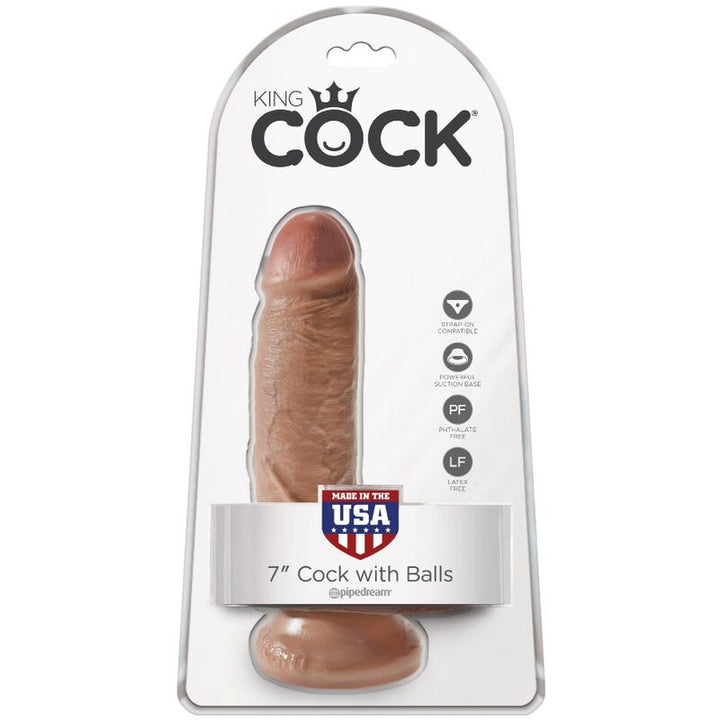 King Cock Realistic Penis With Balls 13.2 CM Caramel — Skin