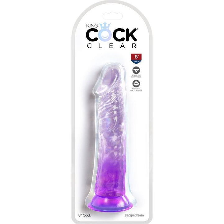 King Cock Clear Realistic Penis 19.7 CM Purple — Clear