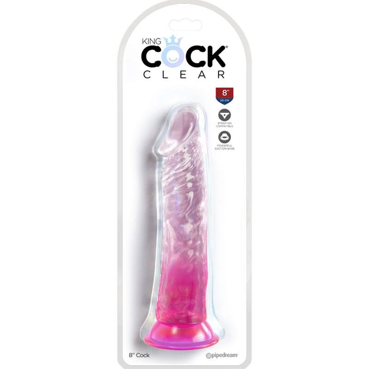 King Cock Clear Realistic Penis 19.7 CM Pink — Clear