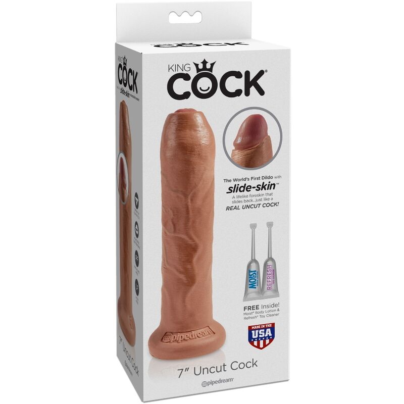 King Cock Uncut Realistic Penis 17.8 CM Caramel — Skin