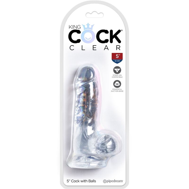 King Cock Clear Realistic Penis With Balls 10.1 CM — Clear