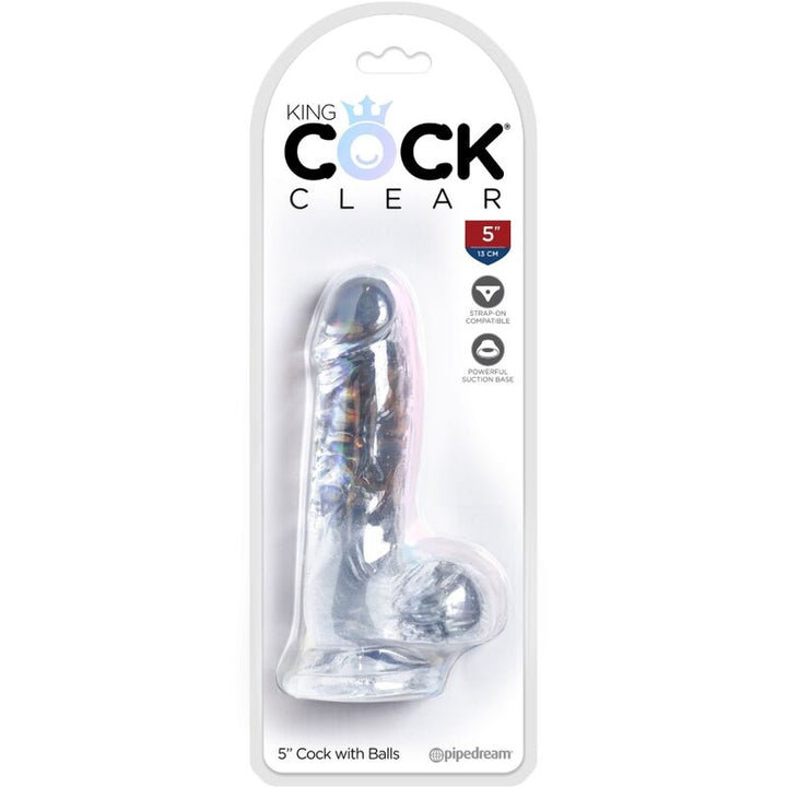King Cock Clear Realistic Penis With Balls 10.1 CM — Clear