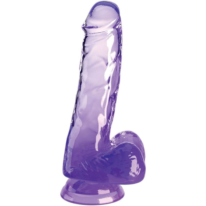 King Cock Clear Realistic Penis With Balls 13.5 CM Purple — Clear