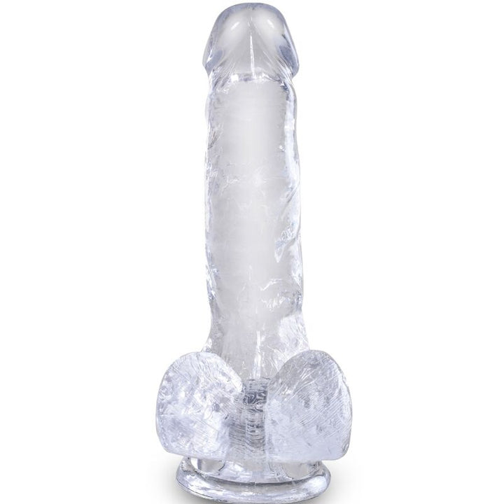King Cock Clear Realistic Penis With Balls 13.5 CM — Clear