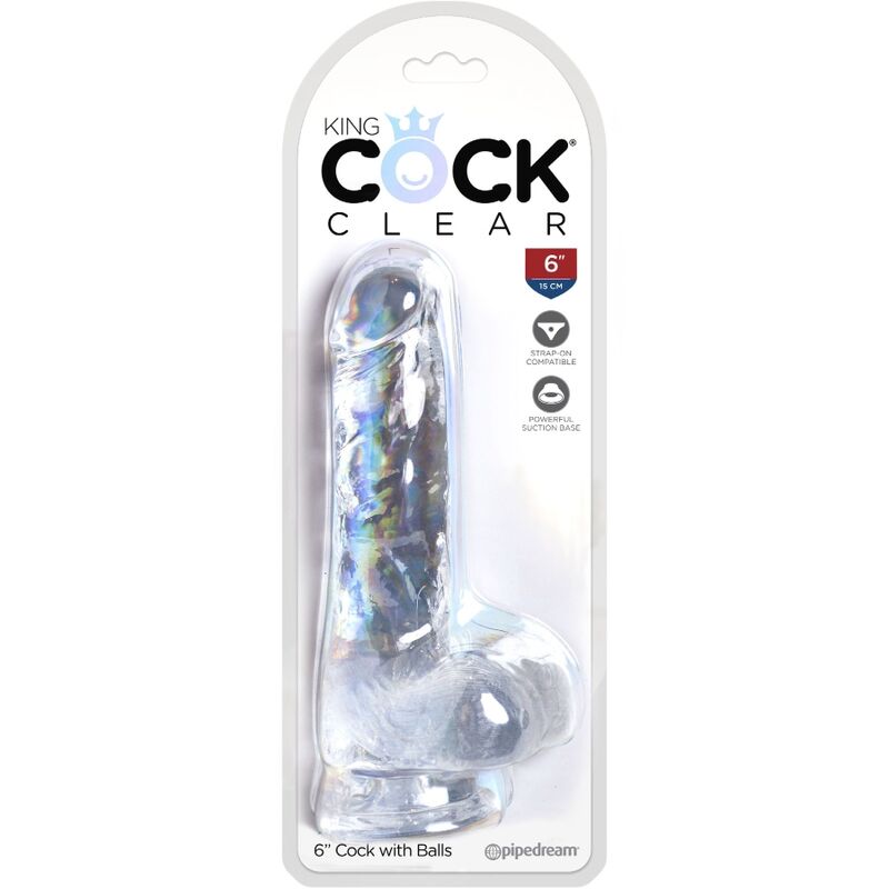King Cock Clear Realistic Penis With Balls 13.5 CM — Clear