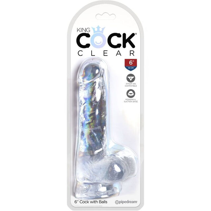 King Cock Clear Realistic Penis With Balls 13.5 CM — Clear