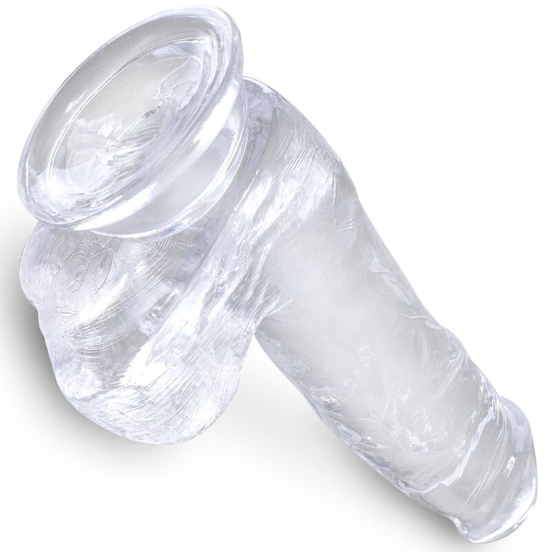King Cock Clear Realistic Penis With Balls 13.5 CM — Clear