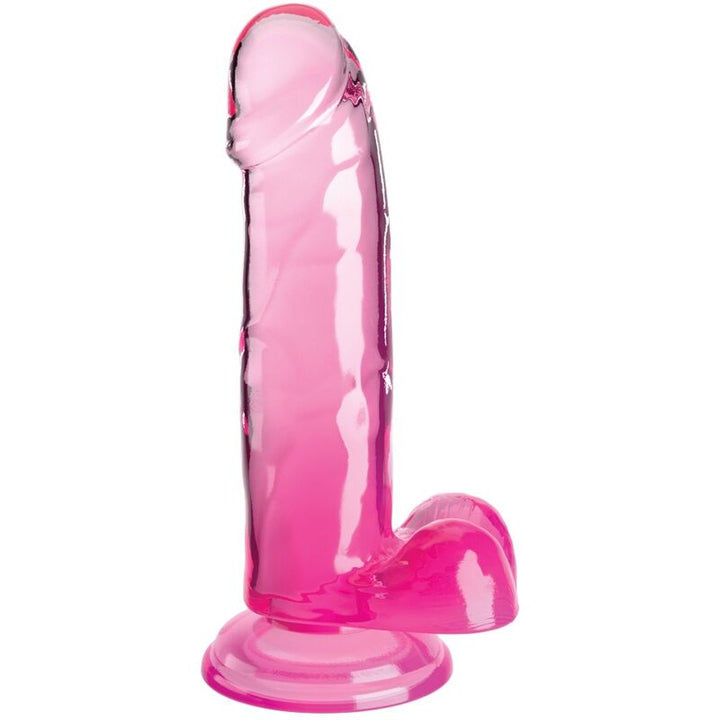 King Cock Clear Realistic Penis With Balls 15.2 CM Pink — Clear