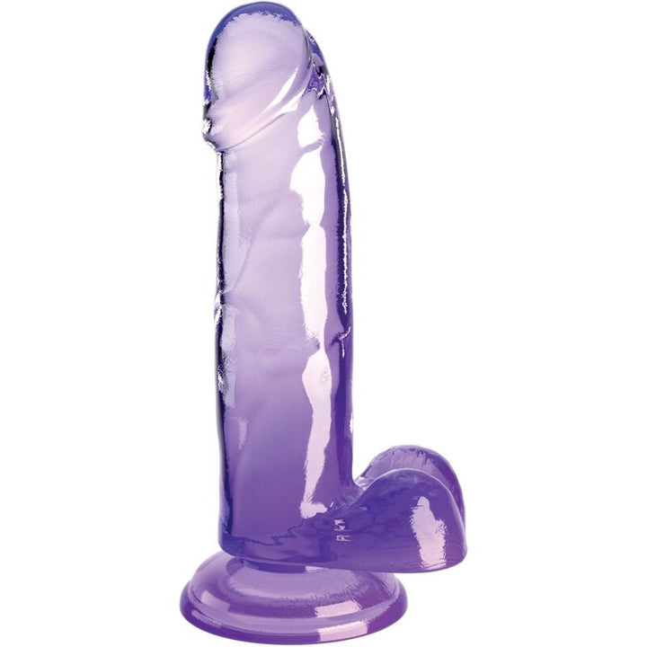 King Cock Clear Realistic Penis With Balls 15.2 CM Purple — Clear