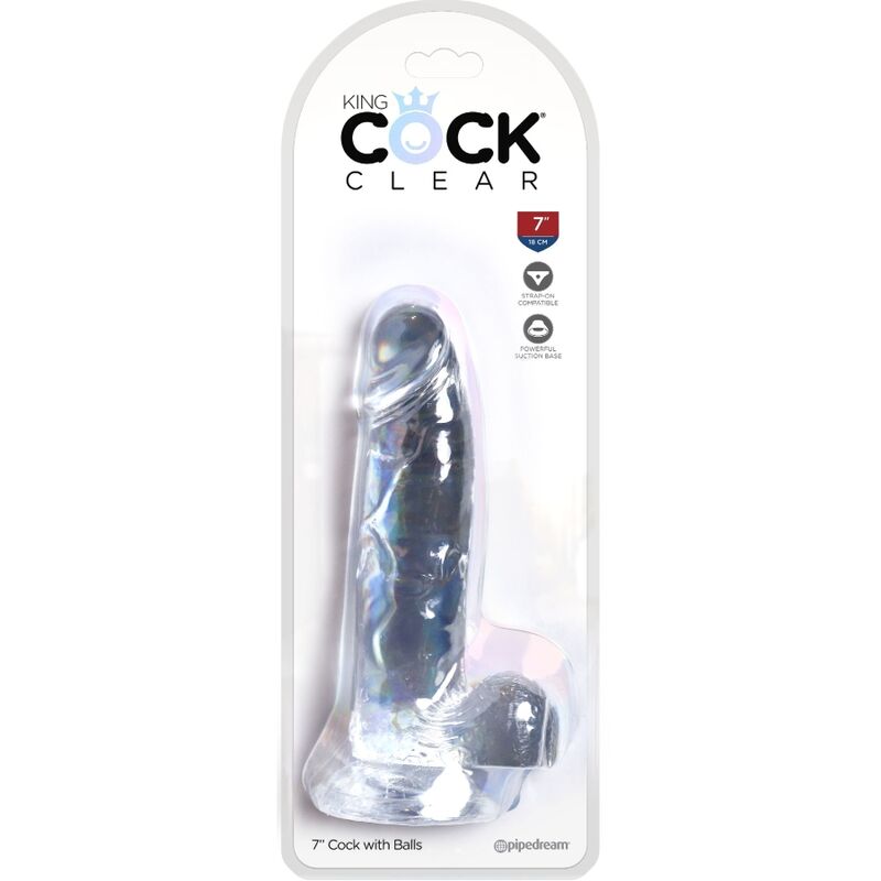 King Cock Clear Realistic Penis With Balls 15.2 CM — Clear