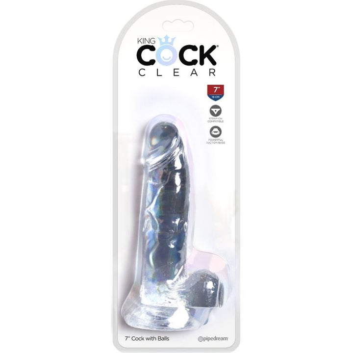 King Cock Clear Realistic Penis With Balls 15.2 CM — Clear
