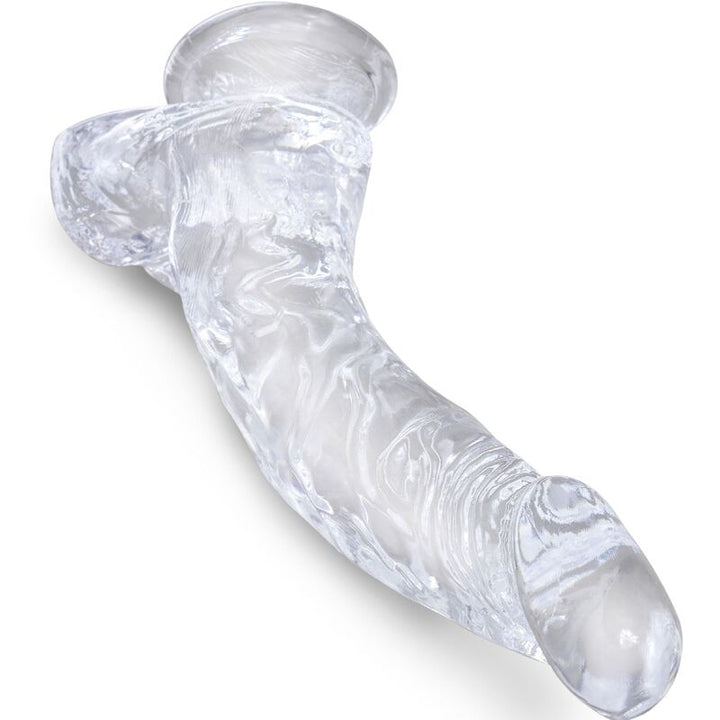 King Cock Clear Realistic Curved Penis With Balls 16.5 CM — Clear