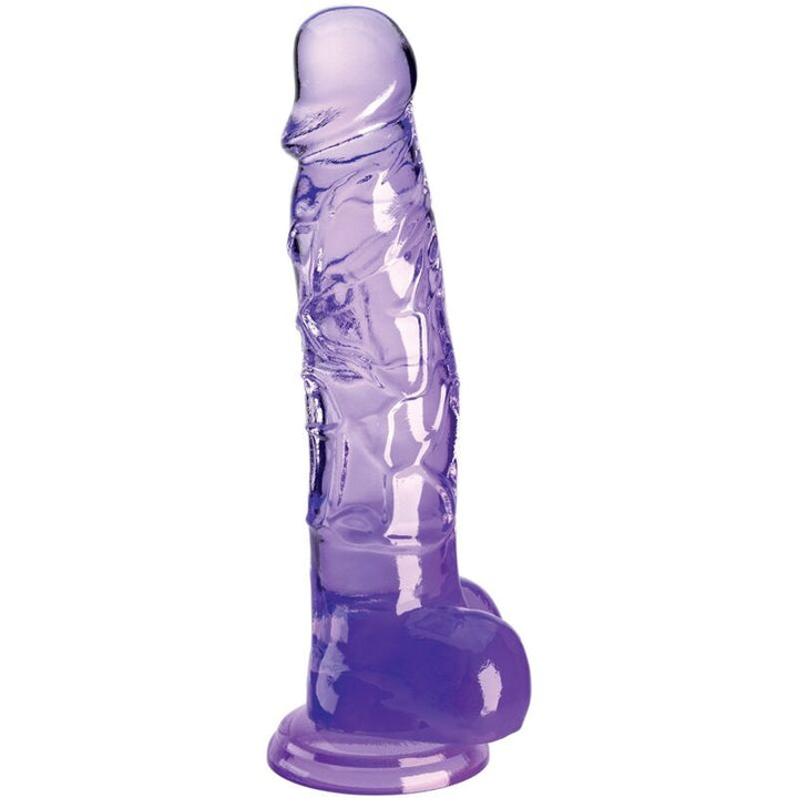 King Cock Clear Realistic Penis With Balls 16.5 CM Purple — Clear