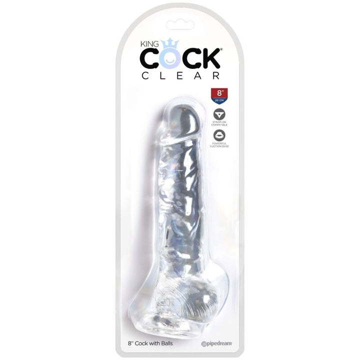 King Cock Clear Realistic Penis With Balls 16.5 CM — Clear