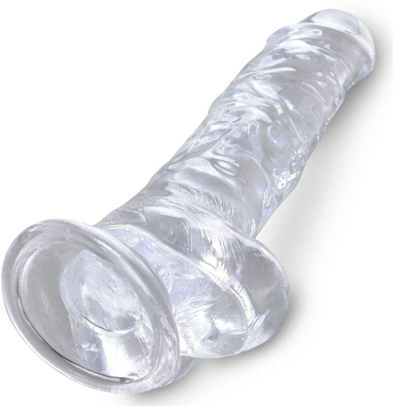 King Cock Clear Realistic Penis With Balls 16.5 CM — Clear