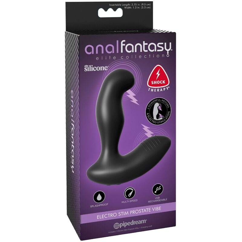 Electro Stim Vibrator Prostate Massager — Black silicone