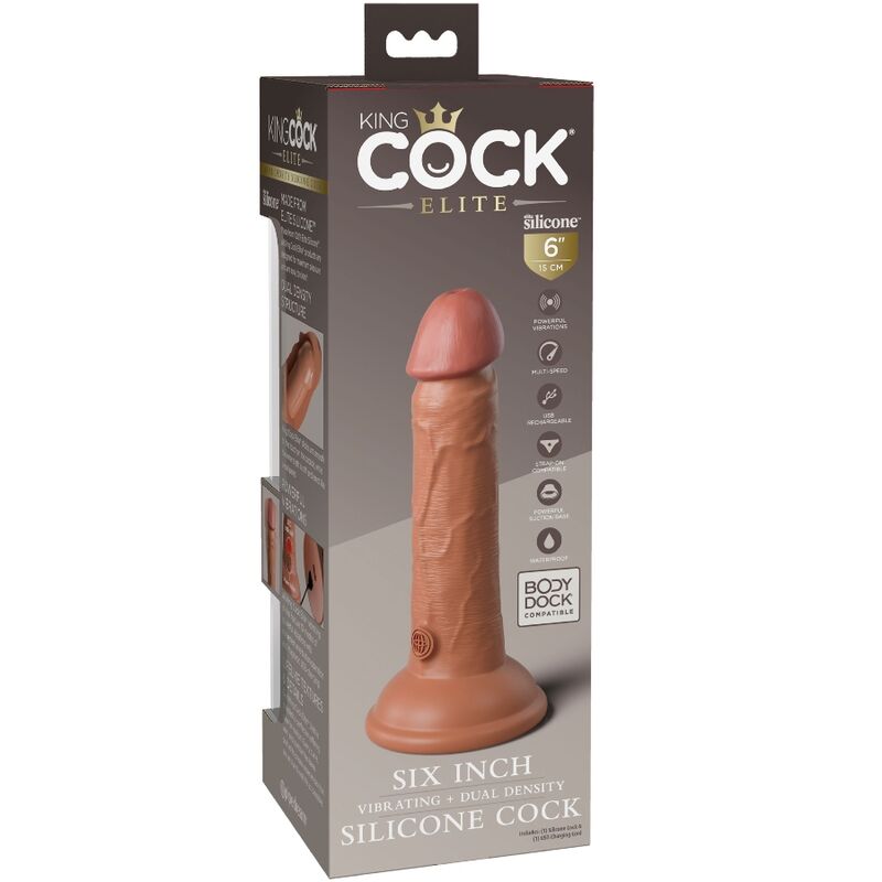 King Cock Elite Realistic Dildo Vibrating &amp; Silicone 15.2 CM — Skin