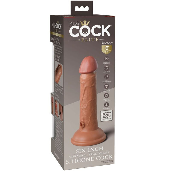 King Cock Elite Realistic Dildo Vibrating &amp; Silicone 15.2 CM — Skin