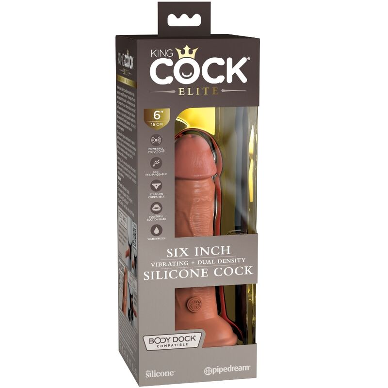 King Cock Elite Realistic Dildo Vibrating &amp; Silicone 15.2 CM — Skin