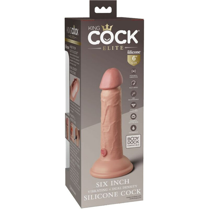 King Cock Elite Realistic Dildo Vibrating &amp; Silicone 15.2 CM — Skin