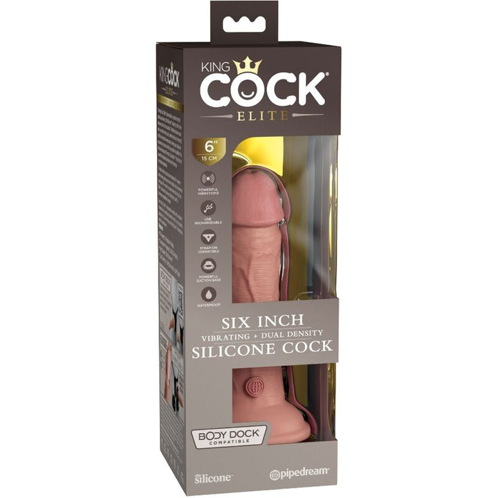 King Cock Elite Realistic Dildo Vibrating &amp; Silicone 15.2 CM — Skin