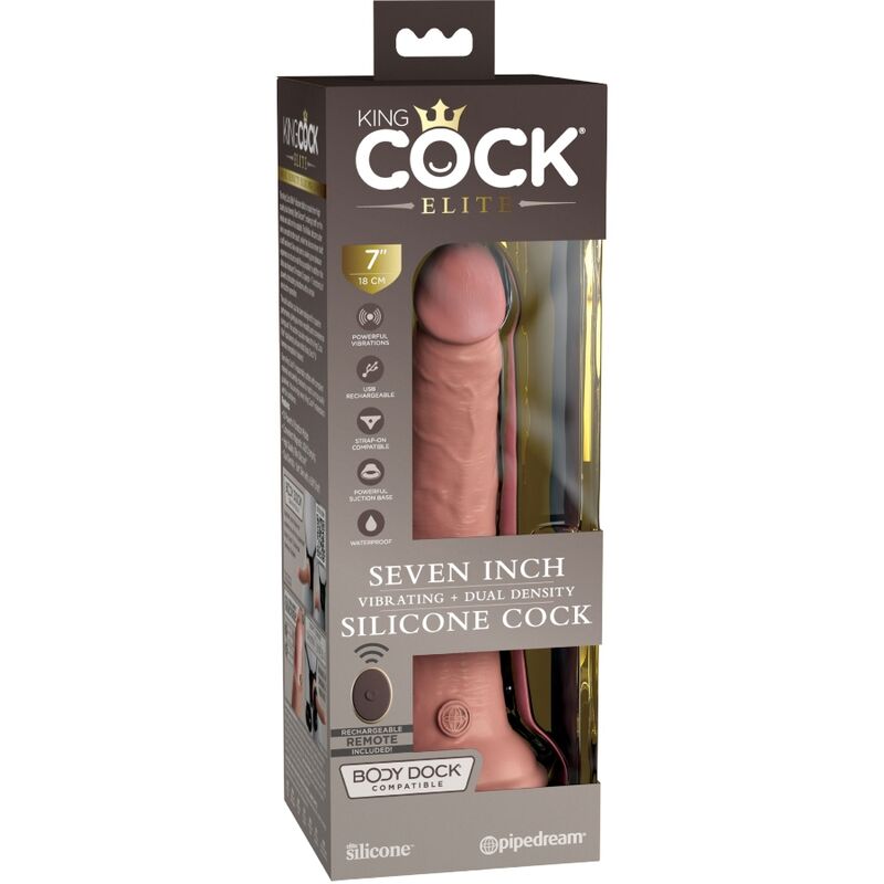 King Cock Elite Realistic Dildo Vibrator &amp; Silicone Remote — Skin