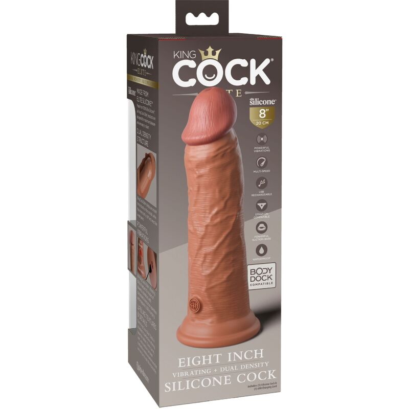 King Cock Elite Realistic Dildo Vibrating &amp; Silicone 20.3 CM — Skin