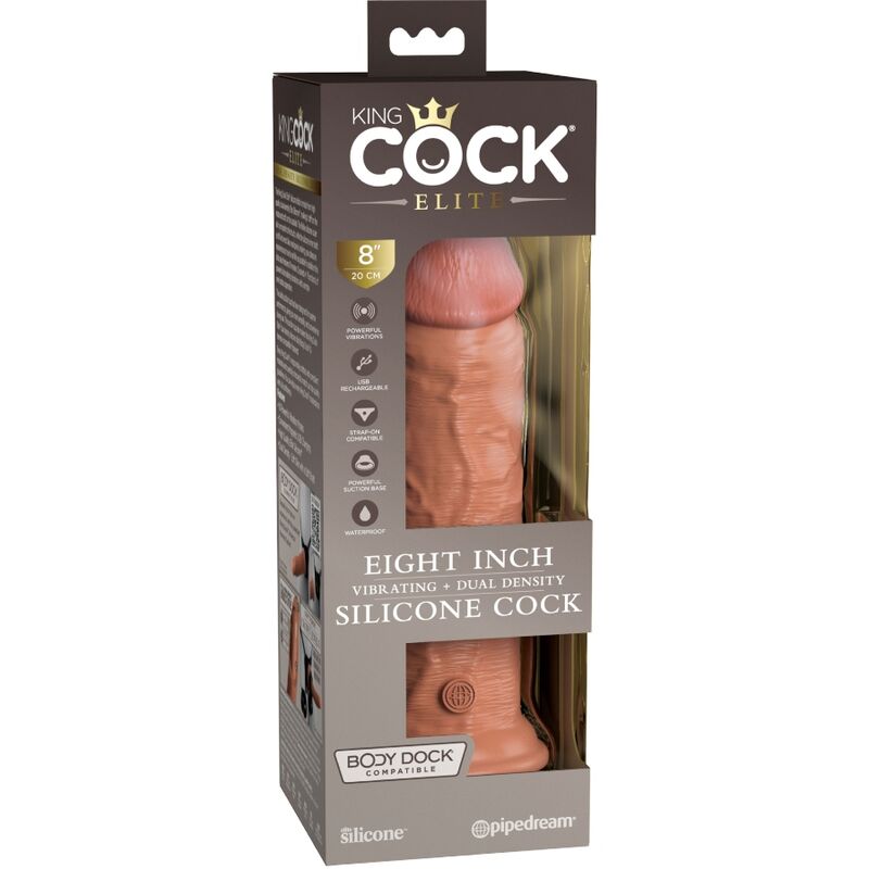 King Cock Elite Realistic Dildo Vibrating &amp; Silicone 20.3 CM — Skin