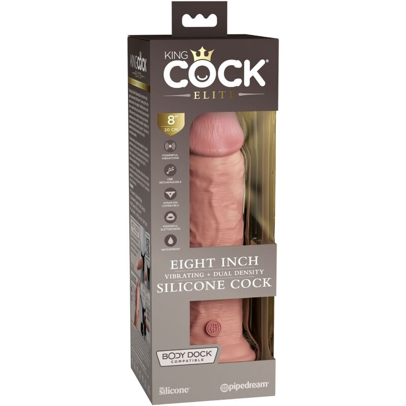 King Cock Elite Realistic Dildo Vibrating &amp; Silicone 20.3 CM — Skin