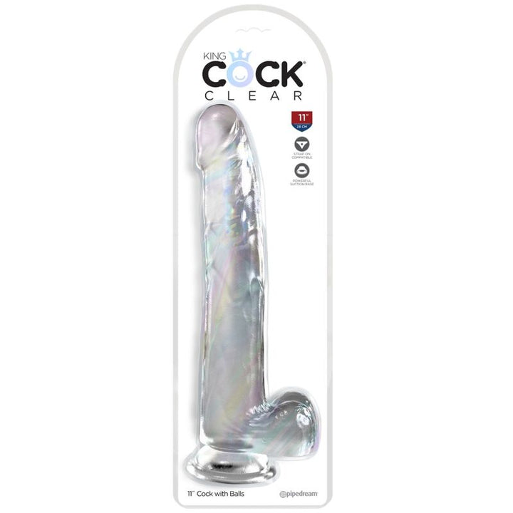 King Cock Clear Dildo With Testicles 24.8 CM Transparent — Clear