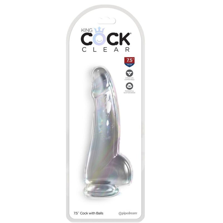 King Cock Clear Dildo With Testicles 15.2 CM Transparent — Clear