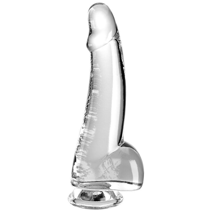 King Cock Clear Dildo With Testicles 15.2 CM Transparent — Clear