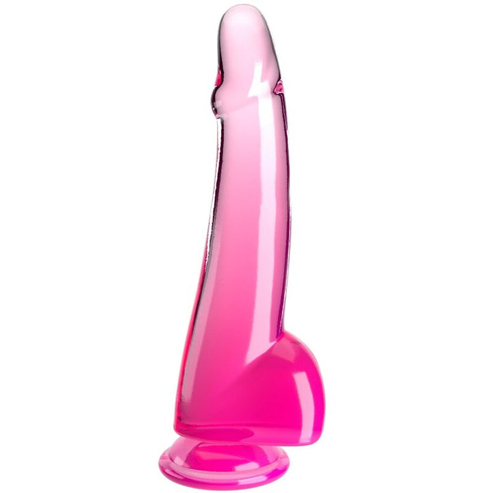 King Cock Clear Dildo With Testicles 19 CM Pink — Clear