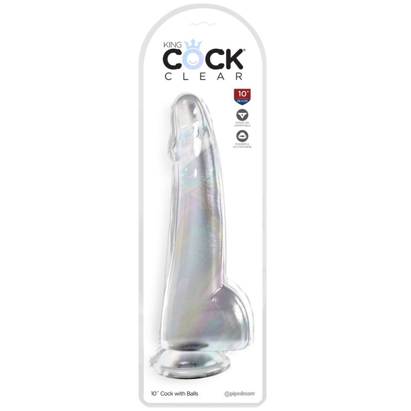 King Cock Clear Dildo With Testicles 19 CM Transparent — Clear