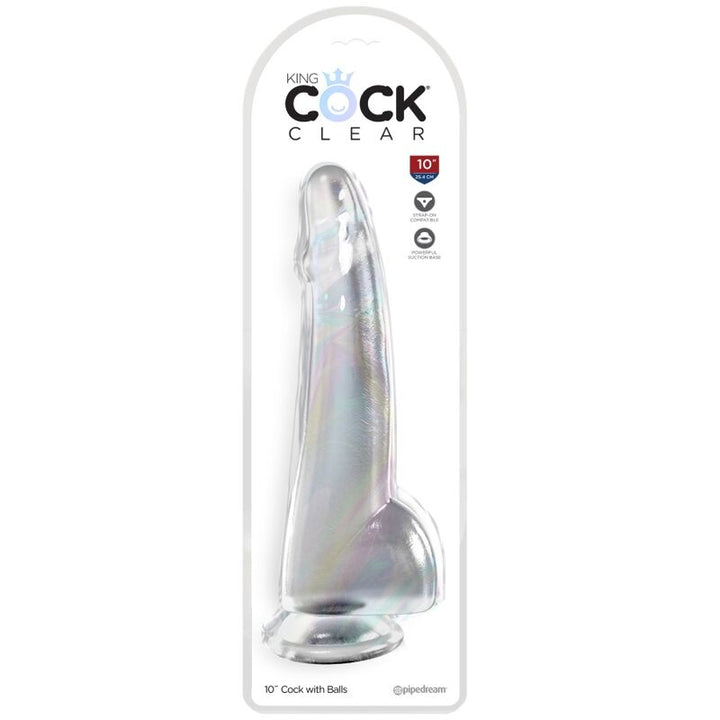 King Cock Clear Dildo With Testicles 19 CM Transparent — Clear