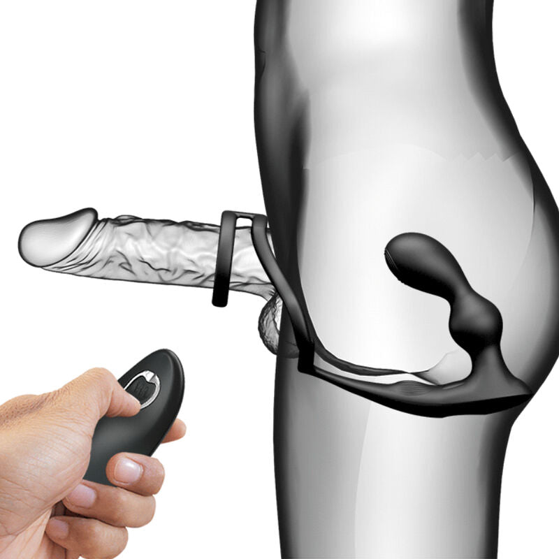 Marshall Penis Ring With Vibratory Anal Plug — Black