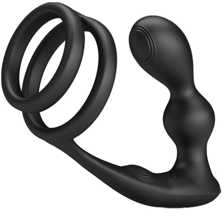 Marshall Penis Ring With Vibratory Anal Plug — Black