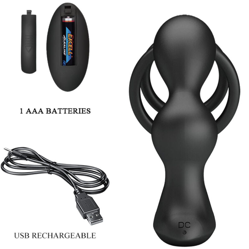 Marshall Penis Ring With Vibratory Anal Plug — Black