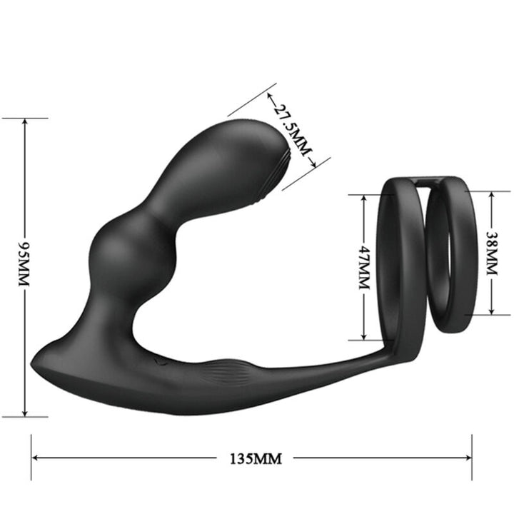 Marshall Penis Ring With Vibratory Anal Plug — Black