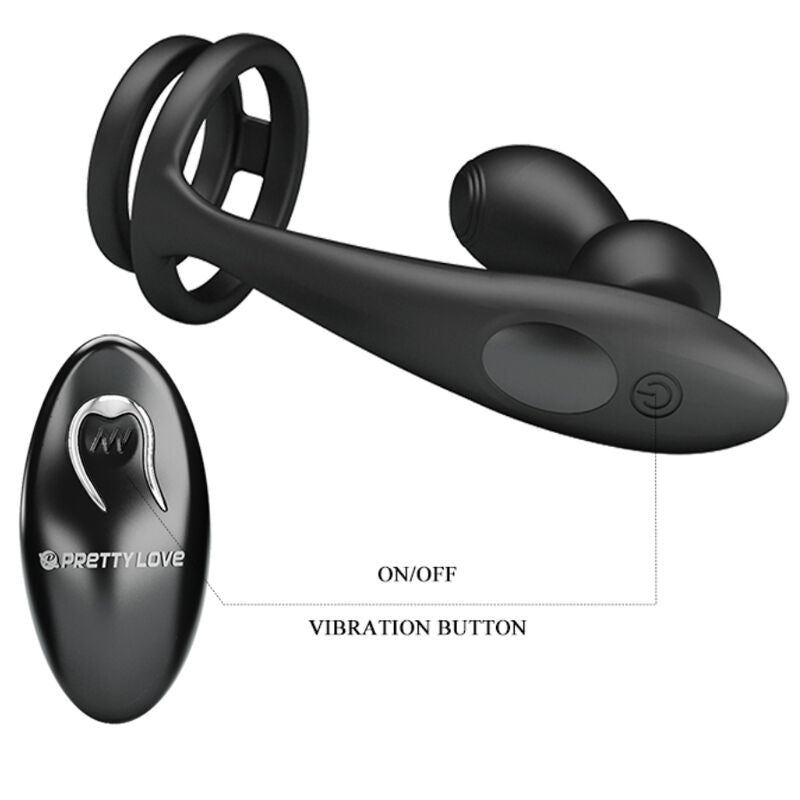 Marshall Penis Ring With Vibratory Anal Plug — Black