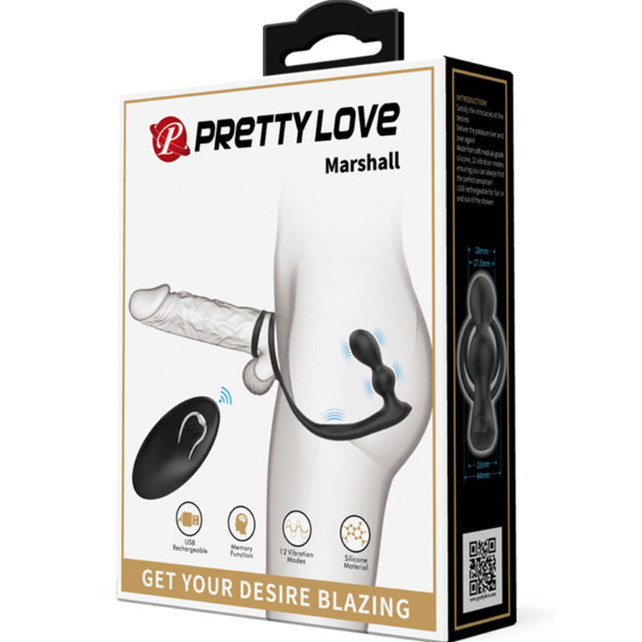 Marshall Penis Ring With Vibratory Anal Plug — Black